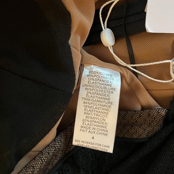 Cami NYC Lilith Long Sleeve Mesh Lace Corset Thong Bodysuit Black Size 4 - Picture 10 of 10